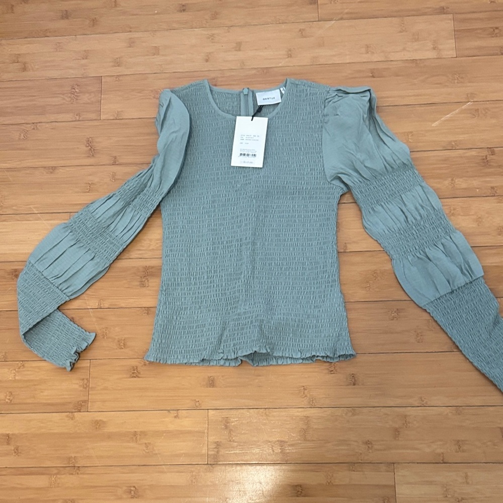 Elegant Puff Sleeve Blouse in Blue